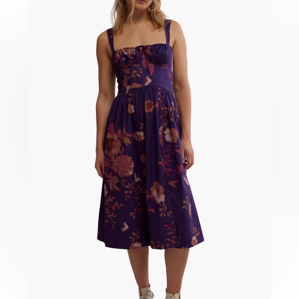 Free People Purple Floral Midi Dress